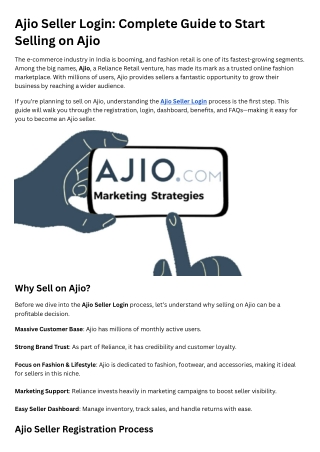 Ajio Seller Login