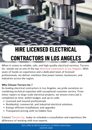 Hire Licensed Electrical Contractors in Los Angeles