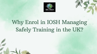 Why Enrol in IOSH Managing Safely Training in the UK