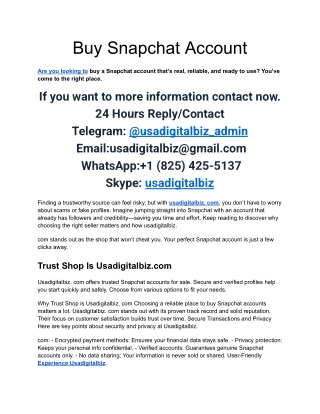 Snapchat Account For Sell- Buy & Sell