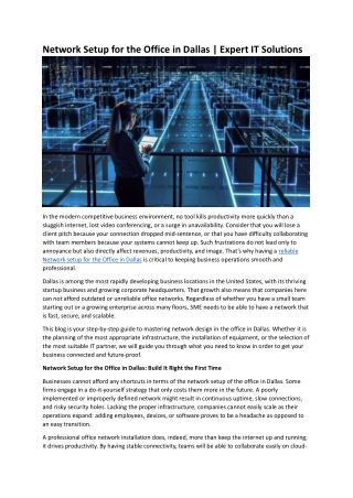 Network Setup for the Office in Dallas Expert IT Solutions