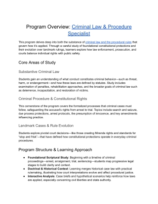 Criminal Law & Procedure Specialist