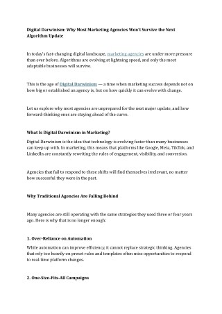 Digital Darwinism Why Most Marketing Agencies Won’t Survive the Next Algorithm Update