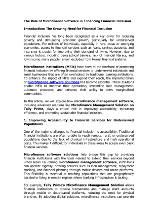 The Role of Microfinance Software in Enhancing Financial Inclusion