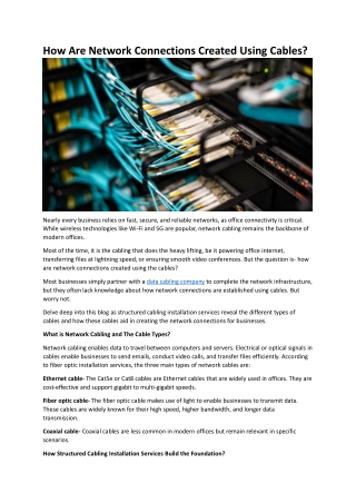 How Are Network Connections Created Using Cables