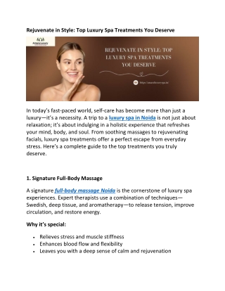 Rejuvenate in Style Top Luxury Spa Treatments You Deserve