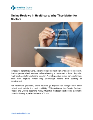 Online Reviews in Healthcare Why They Matter for Doctors