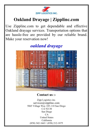 Oakland Drayage | Zipplinc.com