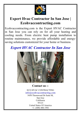 Expert Hvac Contractor In San Jose | Ecohvaccontracting.com