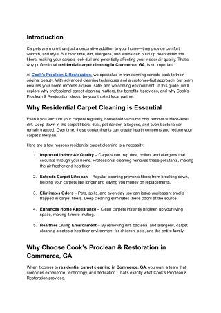 residential carpet cleaning in Jefferson, GA