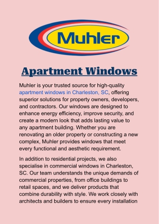 Apartment Windows in Charleston, SC: Premium Solutions by Muhler