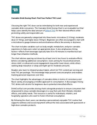 Cannabis Drink Dosing Chart Find Your Perfect THC Level