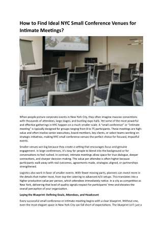 How to Find Ideal NYC Small Conference Venues for Intimate Meetings