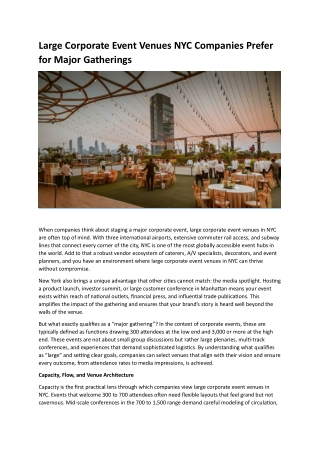 Large Corporate Event Venues NYC Companies Prefer for Major Gatherings