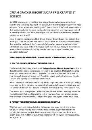 Cream Cracker Biscuit Sugar Free by Sobisco