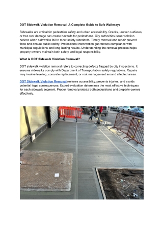 DOT Sidewalk Violation Removal: Expert Guide to Safe and Compliant Walkways