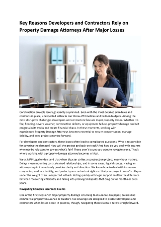 Key Reasons Developers and Contractors Rely on Property Damage Attorneys After Major Losses