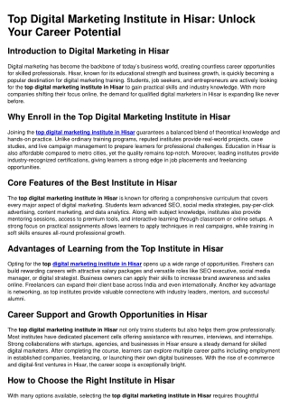 Best Digital Marketing Course in hisar