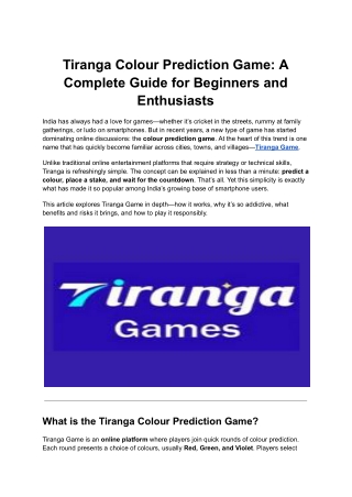 Tiranga Colour Prediction Game_ A Complete Guide for Beginners and Enthusiasts