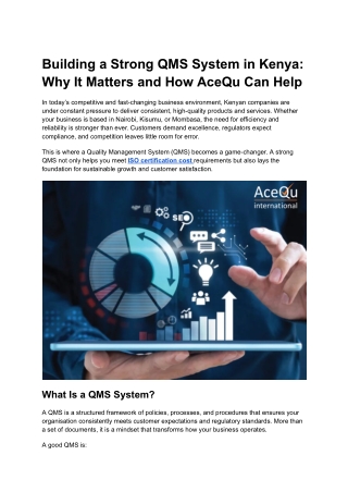 Building a Strong QMS System in Kenya_ Why It Matters and How AceQu Can Help