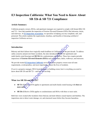 E3 Inspection California: What You Need to Know About SB 326 & SB 721 Compliance