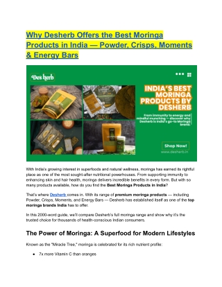 Why Desherb Offers the Best Moringa Products in India — Powder, Crisps, Moments