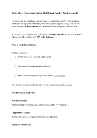 Bilona Ghee – The Ancient Method That Modern Families Are Returning To