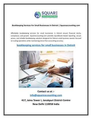 Bookkeeping Services For Small Businesses In Detroit | Squareaccounting.com