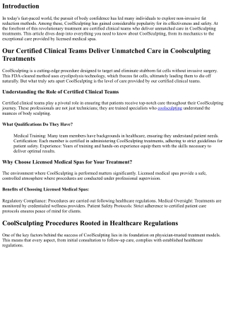 Our Certified Clinical Teams Deliver Unmatched Care in Coolsculpting Treatments