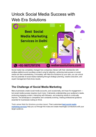 Unlock Social Media Success with Web Era Solutions