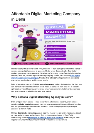 Affordable Digital Marketing Company in Delhi