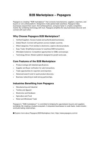 Pepagora B2B Marketplace – Connecting Global Trade