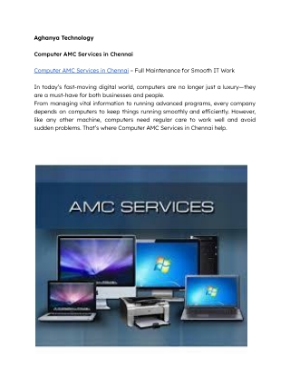 Computer AMC Services in Chennai
