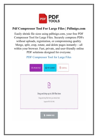 Pdf Compressor Tool For Large Files | Pdfmigo.com