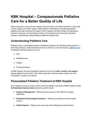 KBK Hospital Palliative Care