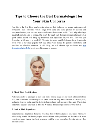 Tips to Choose the Best Dermatologist for Your Skin Concerns