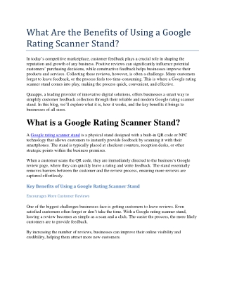What Are the Benefits of Using a Google Rating Scanner Stand