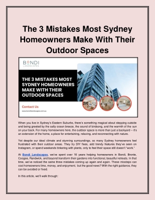 The 3 Mistakes Most Sydney Homeowners Make With Their Outdoor Spaces
