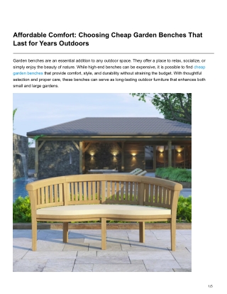 Affordable Comfort Choosing Cheap Garden Benches That Last for Years Outdoors