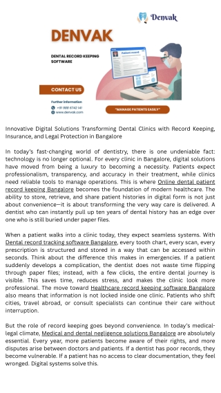 Healthcare record keeping software Bangalore