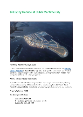 BREEZ by Danube at Dubai Maritime City