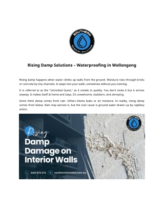 Rising Damp Solutions – Waterproofing in Wollongong