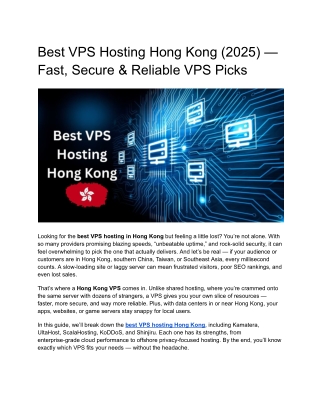 Best VPS Hosting in Hong Kong for Businesses & Developers