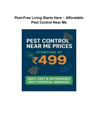 Pest-Free Living Starts Here – Affordable Pest Control Near Me