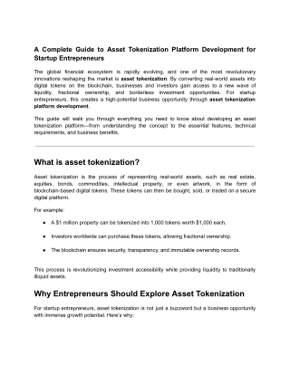 Asset tokenization development service