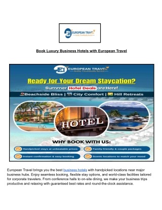 Business Hotels Made Easy with European Travel