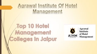 Top 10 hotel management colleges in Jaipur