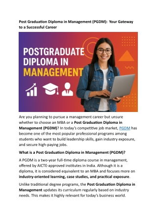 Post Graduation Diploma in Management