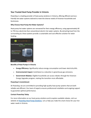 Your Trusted Heat Pump Provider in Victoria - Powerbay