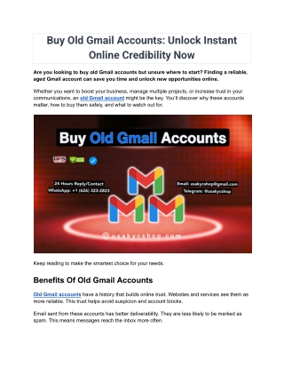 Top 5 Sites to Buying Old Gmail Accounts, 2025